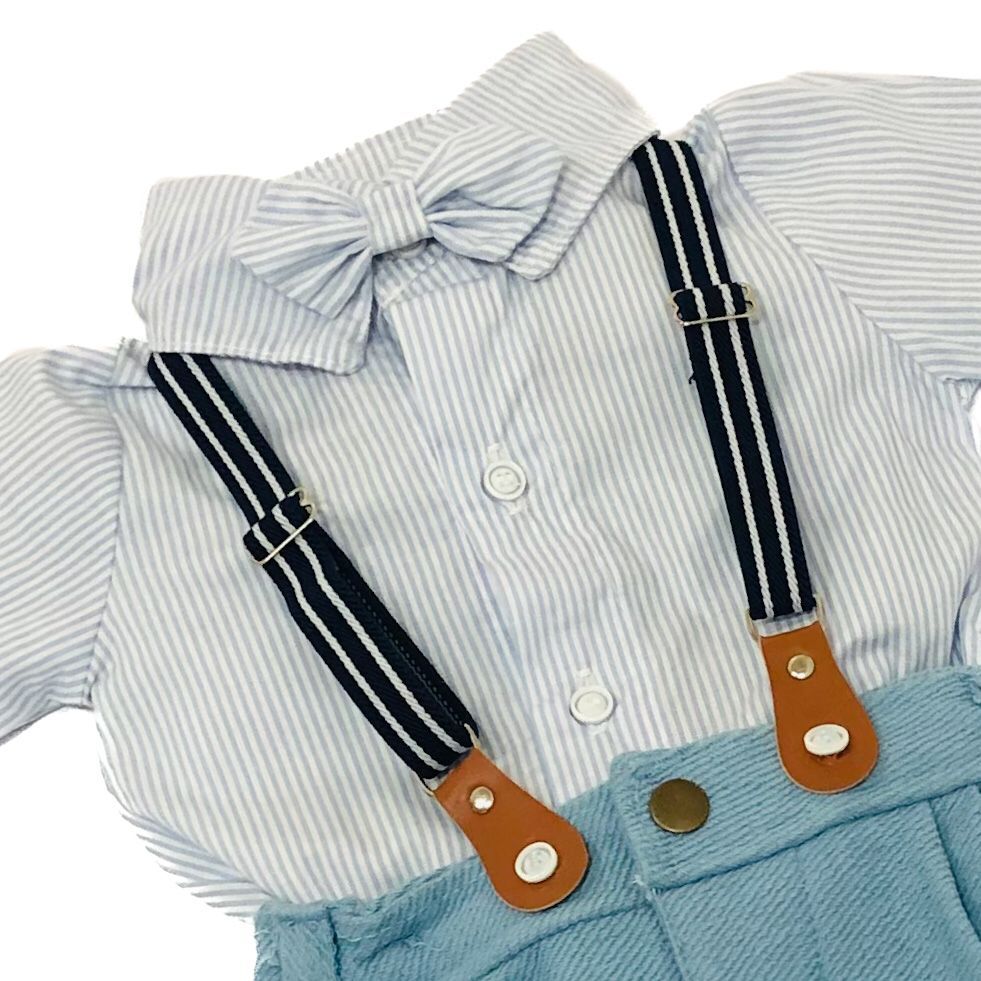 Conjunto Formal Bebês Camisa Social e Calça com Suspensório