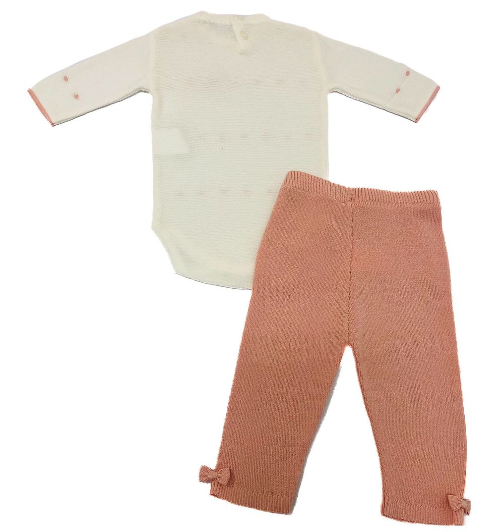 Conjunto Bebê Menina com Body Laços e Legging de Tricô Rosê