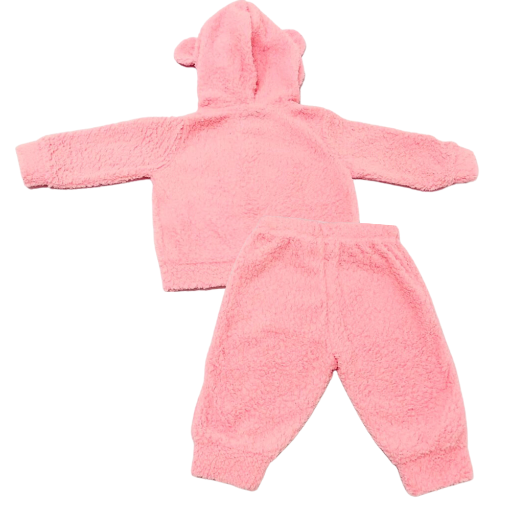 Conjunto Quentinho Bebê Menina C/ Capuz de Ursinho e Calça 