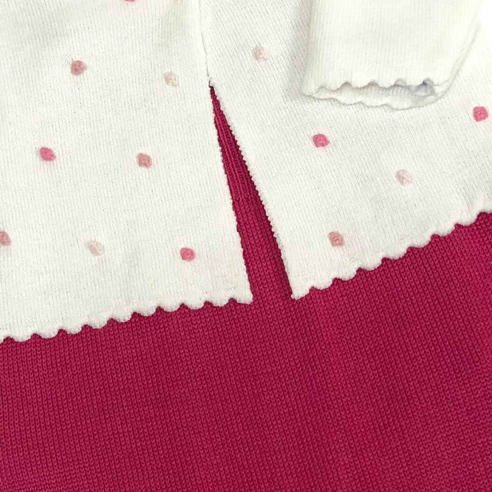 Conjunto Bebê em Tricô com Salopete e Casaquinho de Bolinhas