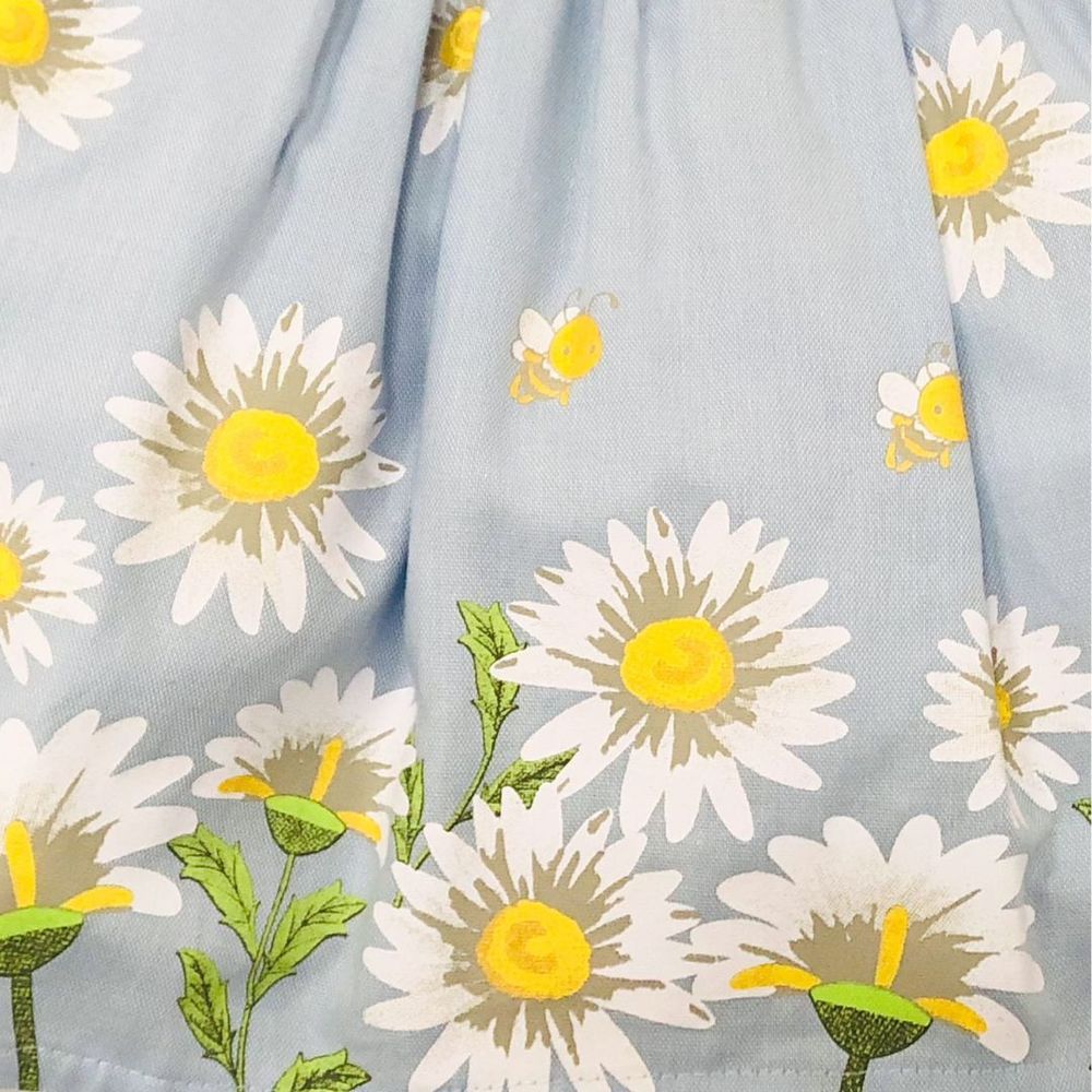 Vestido Infantil  Azul Estampa De Margaridas