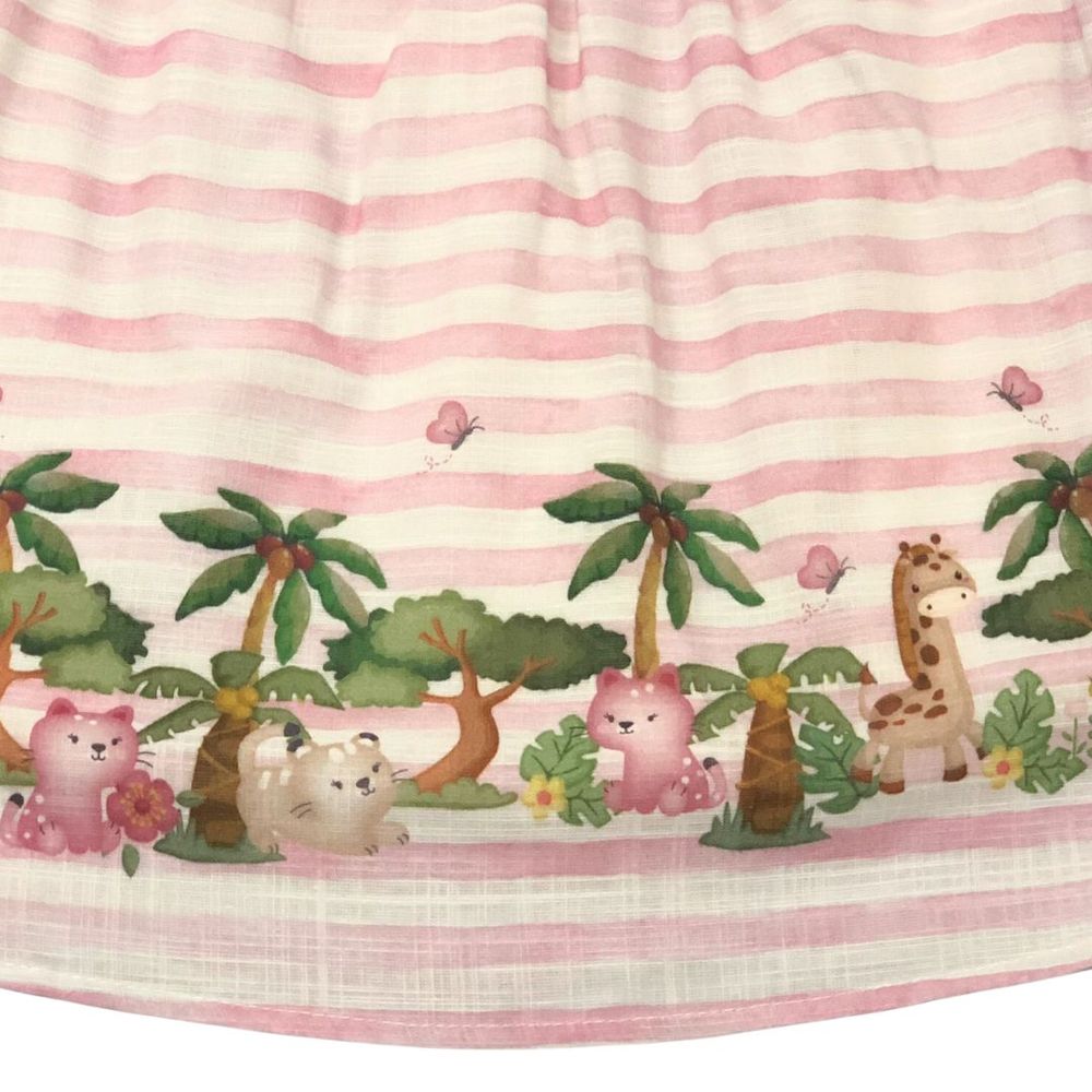 VESTIDO PARA BEBÊ ESTAMPA BICHINHOS NA FLORESTA