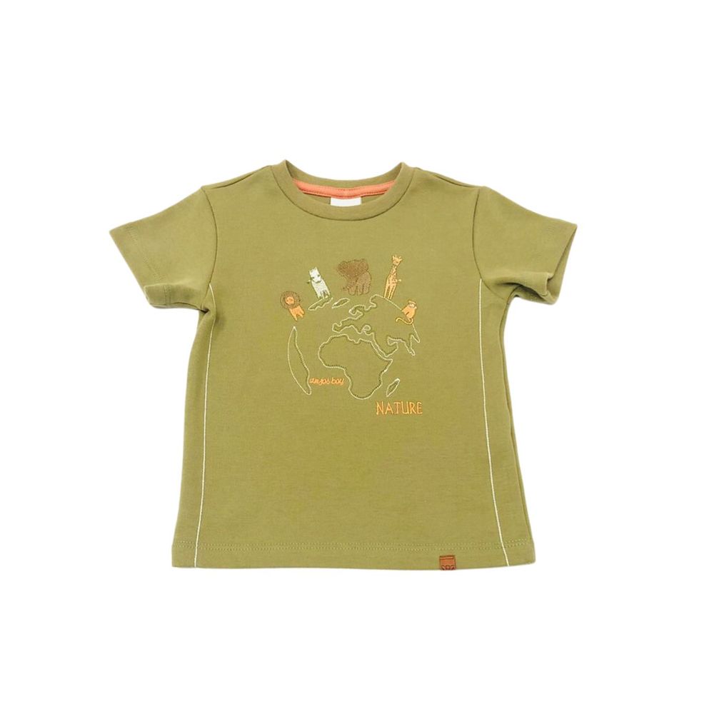 CONJUNTO INFANTIL MENINO CAMISETA E BERMUDA SAFARI VERDE