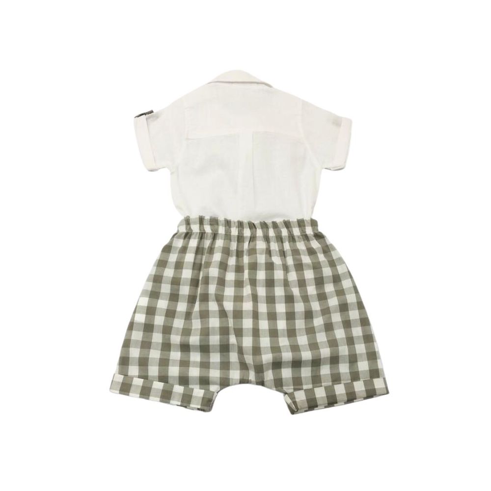 CONJUNTO BEBÊ COM BODY CAMISA E BERMUDA XADREZ
