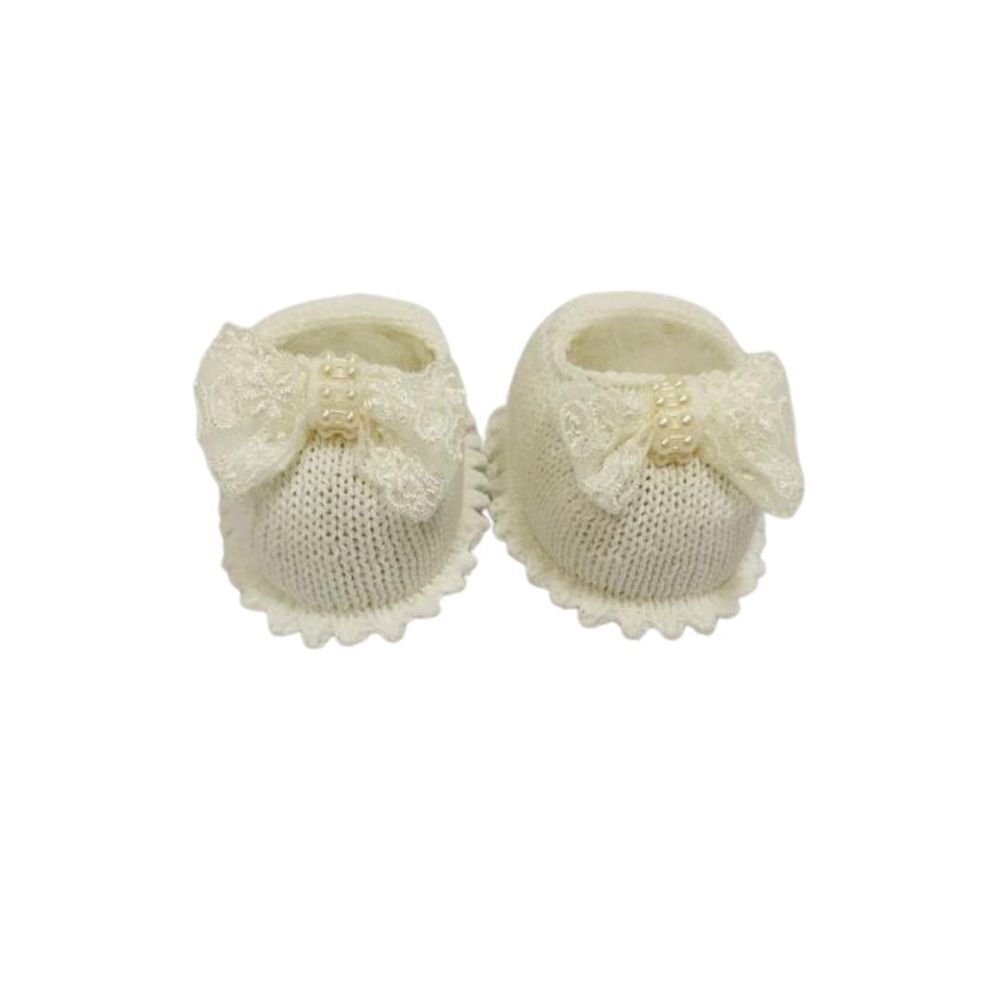 Sapatinho para Bebê Menina Laço E Pérolas