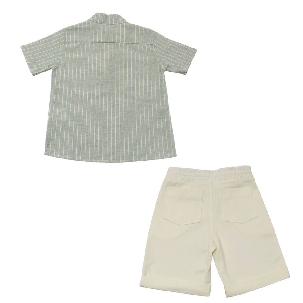 CONJUNTO INFANTIL MENINO CAMISA LISTRADA E BERMUDA