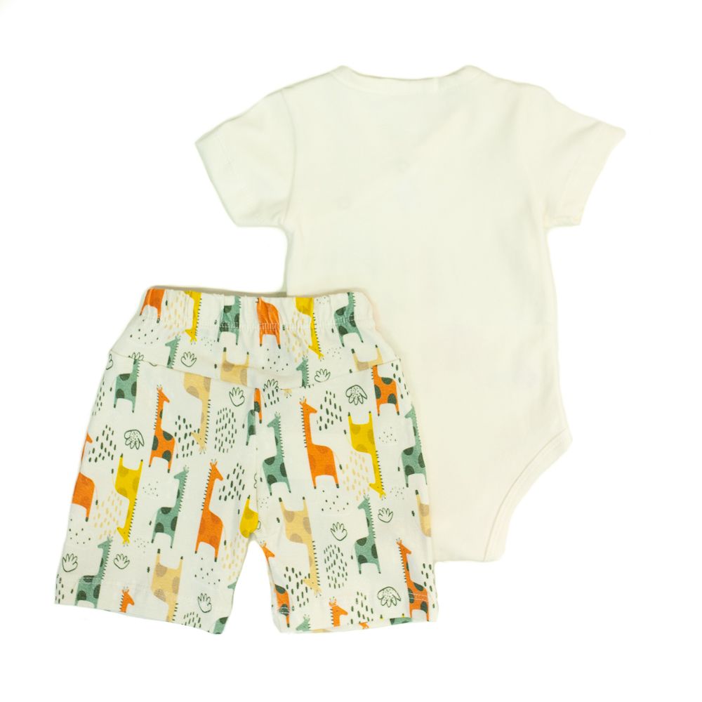 Conjunto Bebê Body e Bermuda de Girafa  