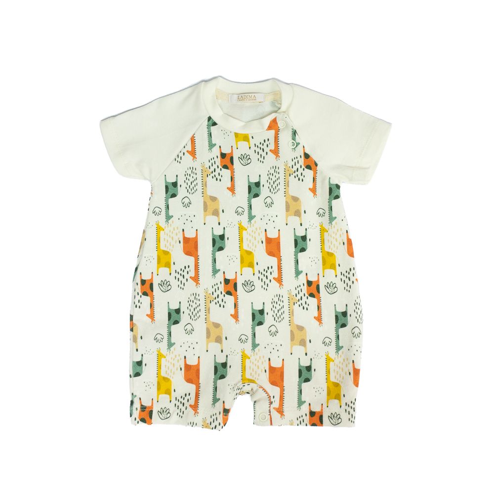 Macacão Bebê Curto Estampado de Girafinhas