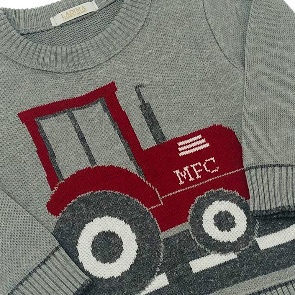 BLUSA SUÉTER DE FRIO INFANTIL TRICÔ ESTAMPA TRATOR INVERNO