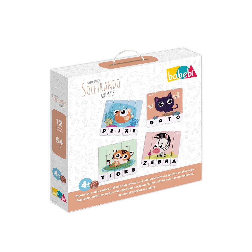 Brinquedo Quebra-Cabeça Soletrando Animais