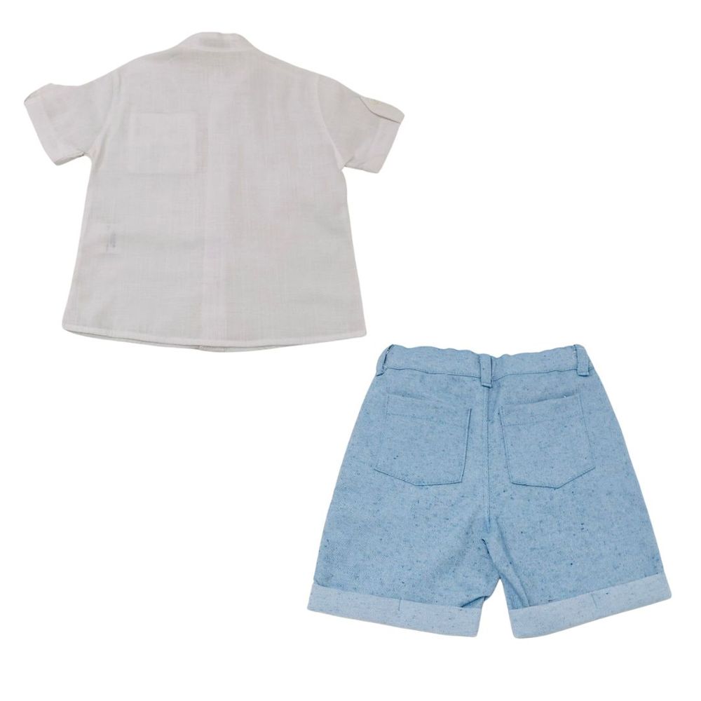 Conjunto Infantil Menino Bermuda E Camisa Branca