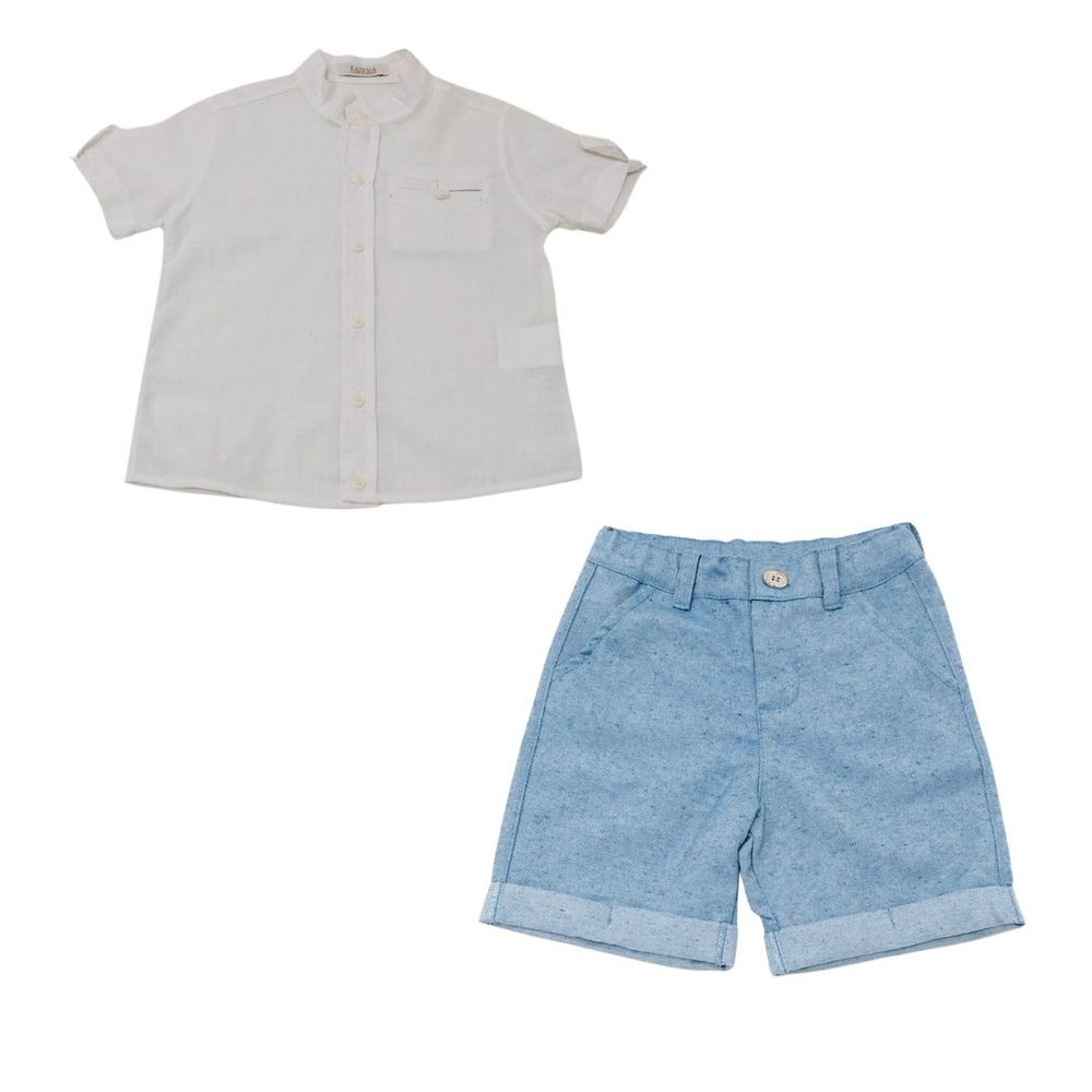 Conjunto Infantil Menino Bermuda E Camisa Branca