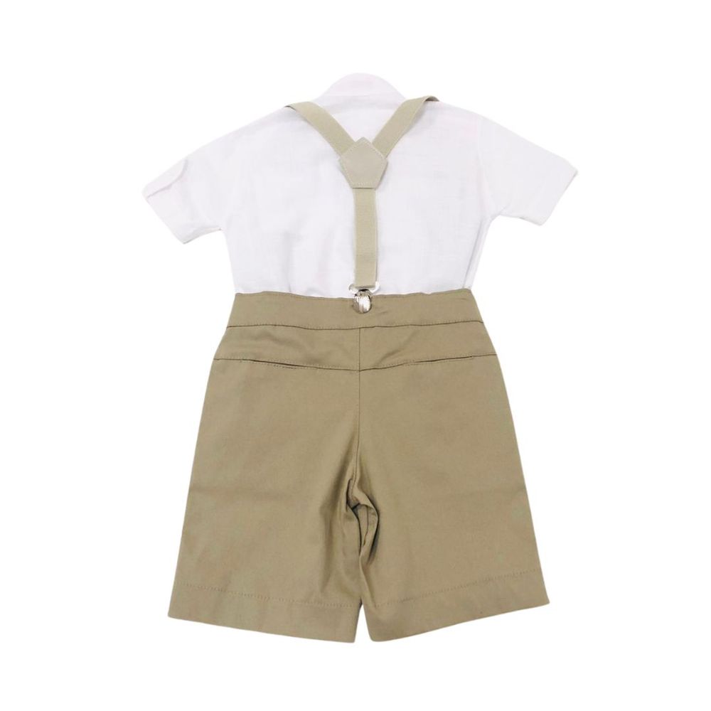 Conjunto Menino Bermuda Com Suspensório E Camisa 