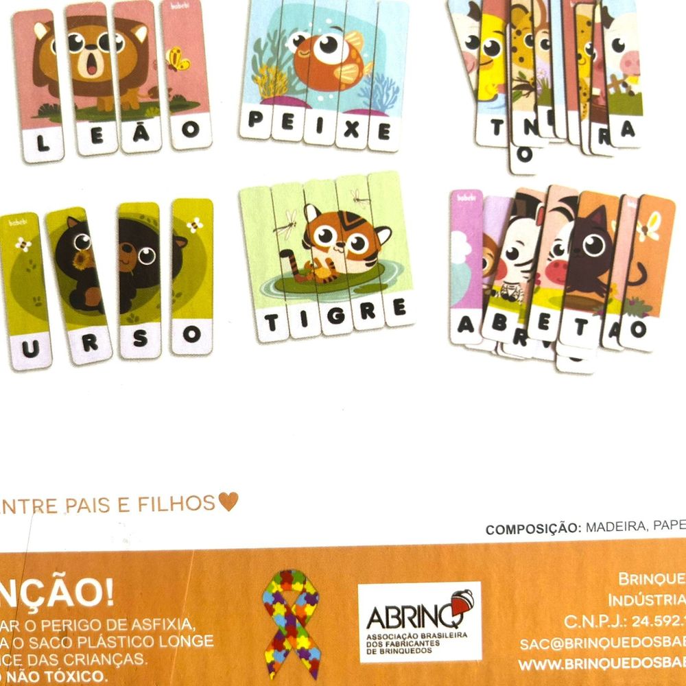 Brinquedo Quebra-Cabeça Soletrando Animais