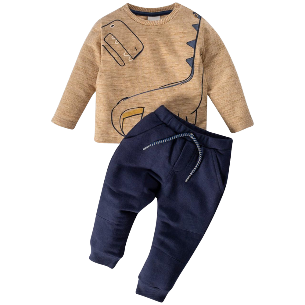 CONJUNTO BEBÊ MENINO CAMISETA MANGA LONGA E CALÇA EM MOLETOM