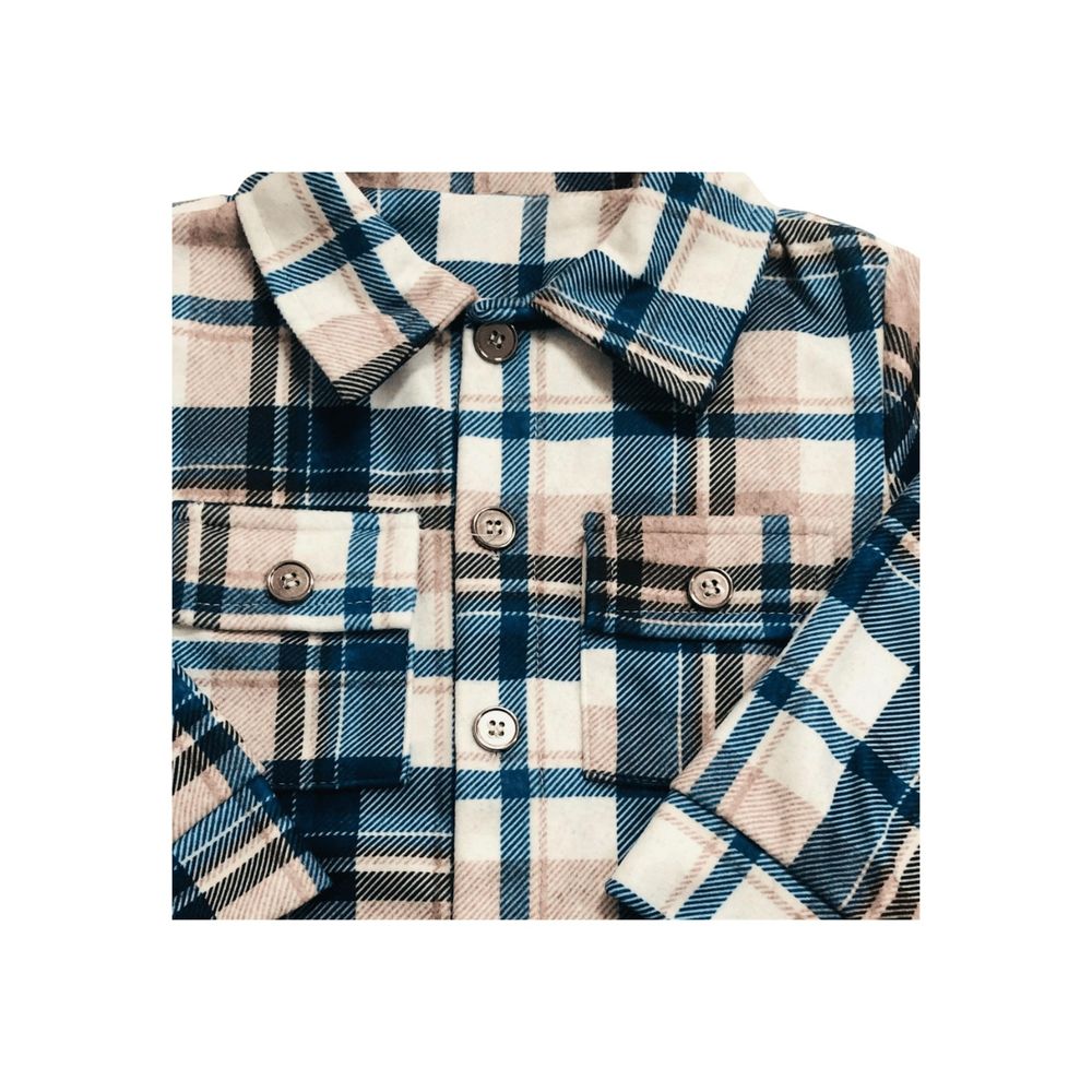 CAMISA INFANTIL XADREZ AZUL FLANELADA