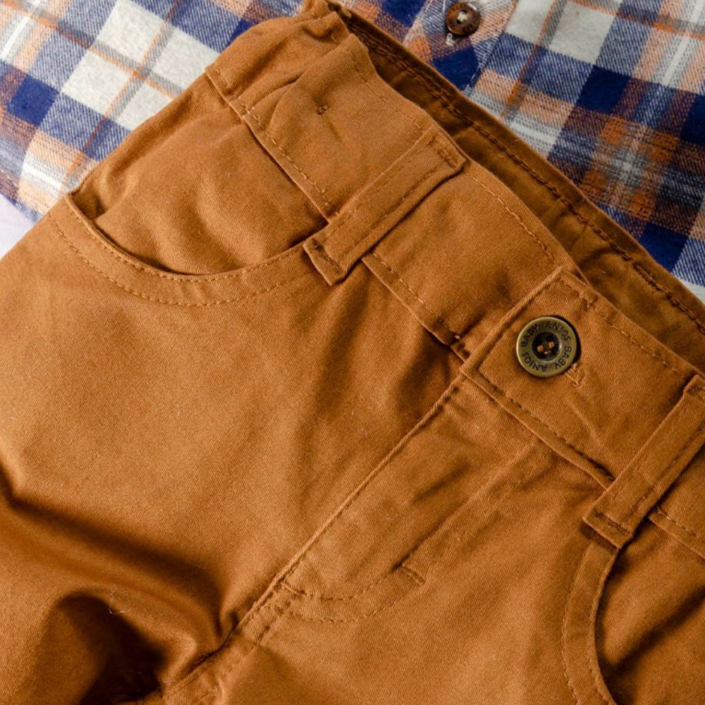 CONJUNTO INFANTIL MENINO CAMISA XADREZ E CALÇA DE SARJA