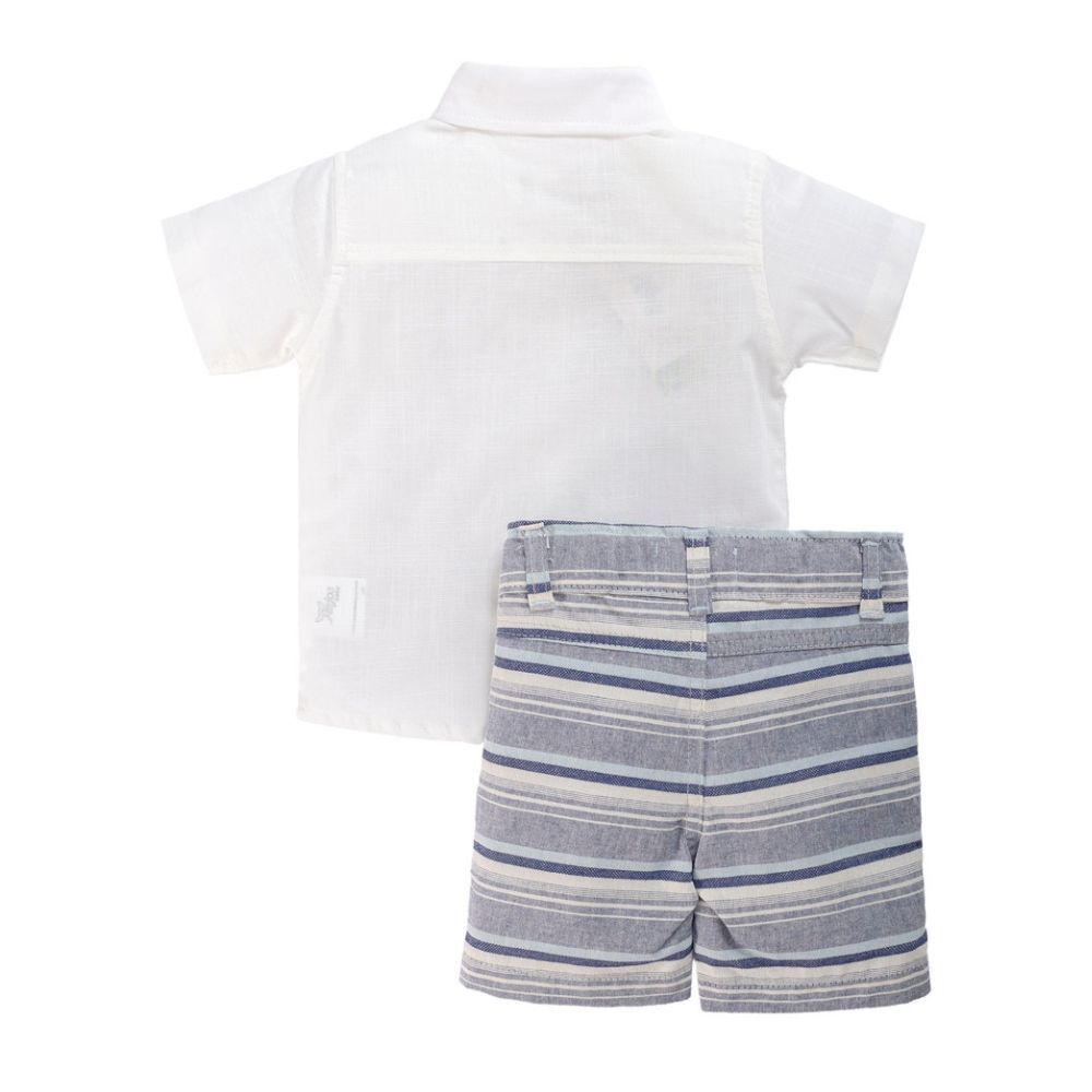 CONJUNTO INFANTIL MENINO  BERMUDA LISTRADA E CAMISA