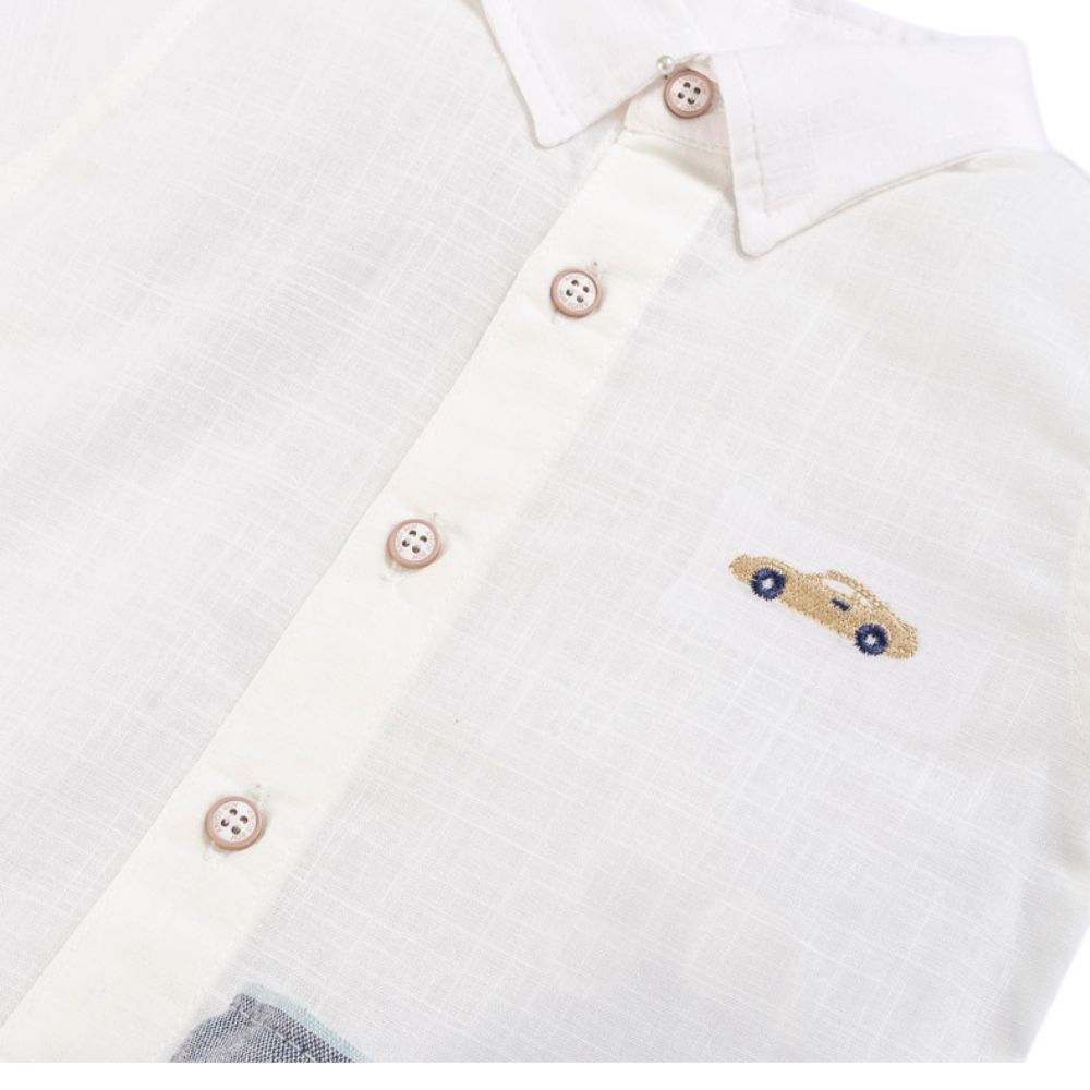 CONJUNTO INFANTIL MENINO  BERMUDA LISTRADA E CAMISA