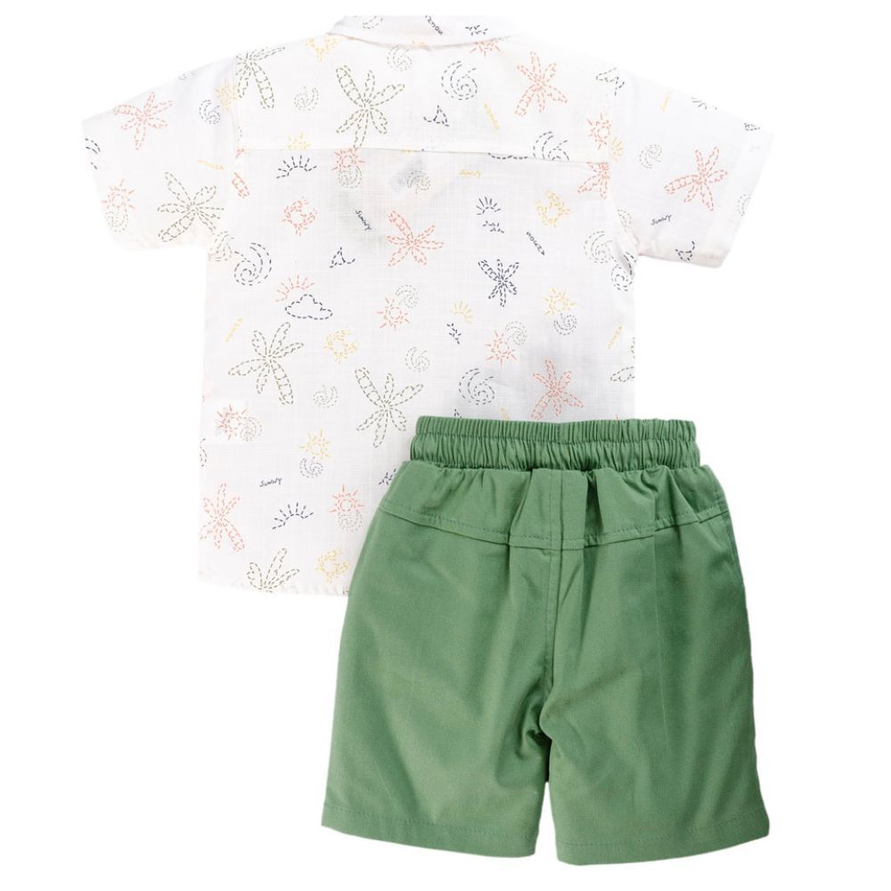 CONJUNTO INFANTIL MENINO CAMISA MANGA CURTA ESTAMPADA E BERMUDA