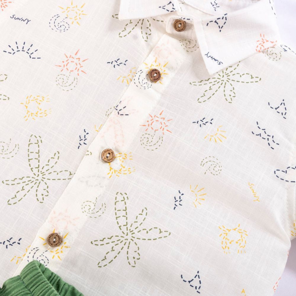CONJUNTO INFANTIL MENINO CAMISA MANGA CURTA ESTAMPADA E BERMUDA