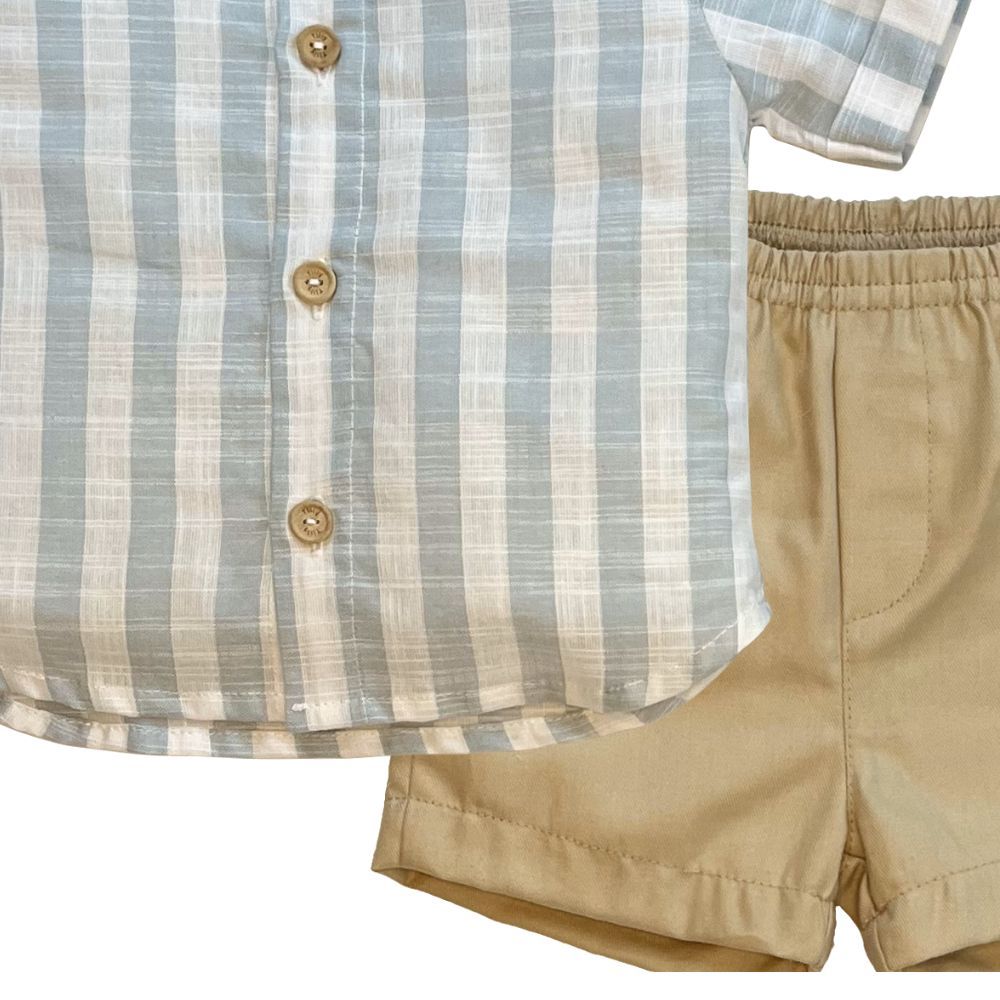 CONJUNTO CURTO  INFANTIL MENINO CAMISA LISTRADA  BERMUDA  