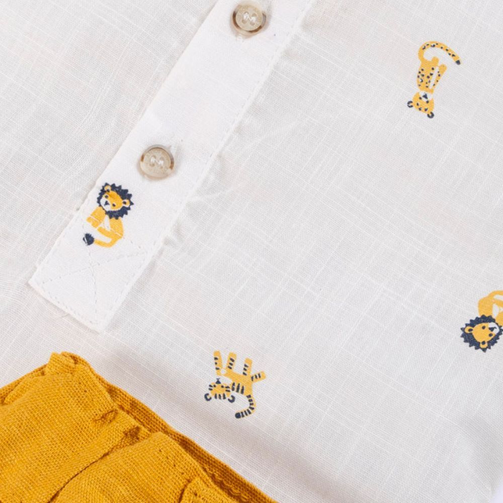 CONJUNTO CURTO INFANTIL MENINO BATA E BERMUDA  SAFARI CHIC