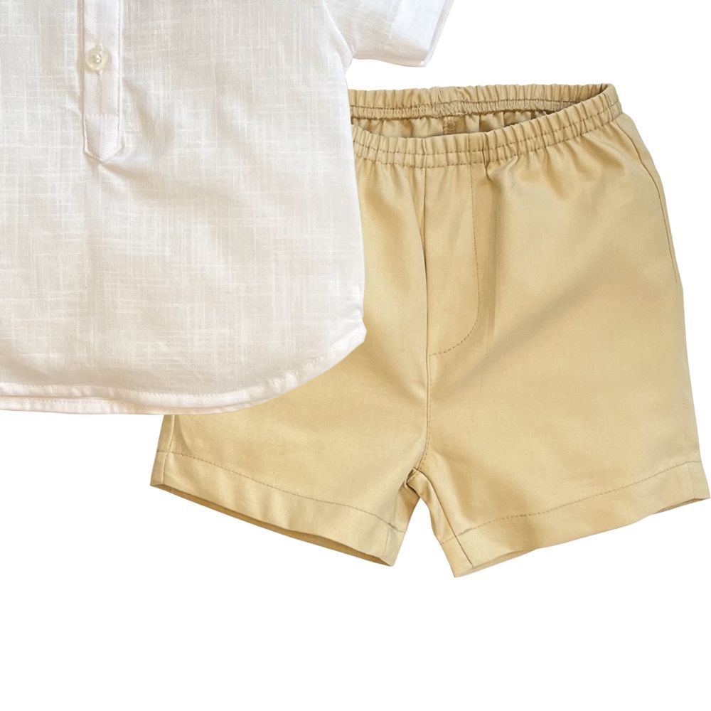 CONJUNTO CURTO INFANTIL MENINO  CAMISA BRANCA 