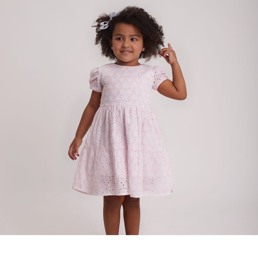 VESTIDO INFANTIL EM LAISE CORAÇÕES