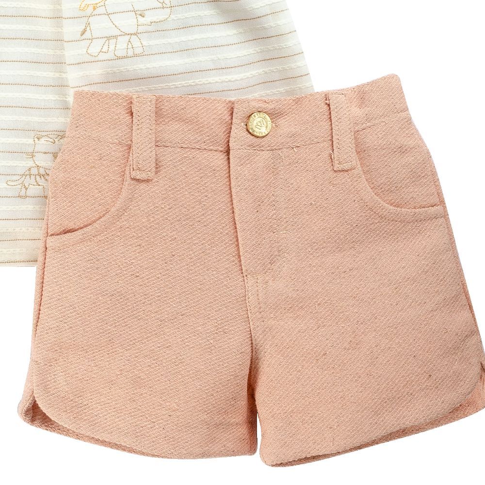 CONJUNTO BEBÊ MENINA BATA E SHORTS SAFARI CHIQUE