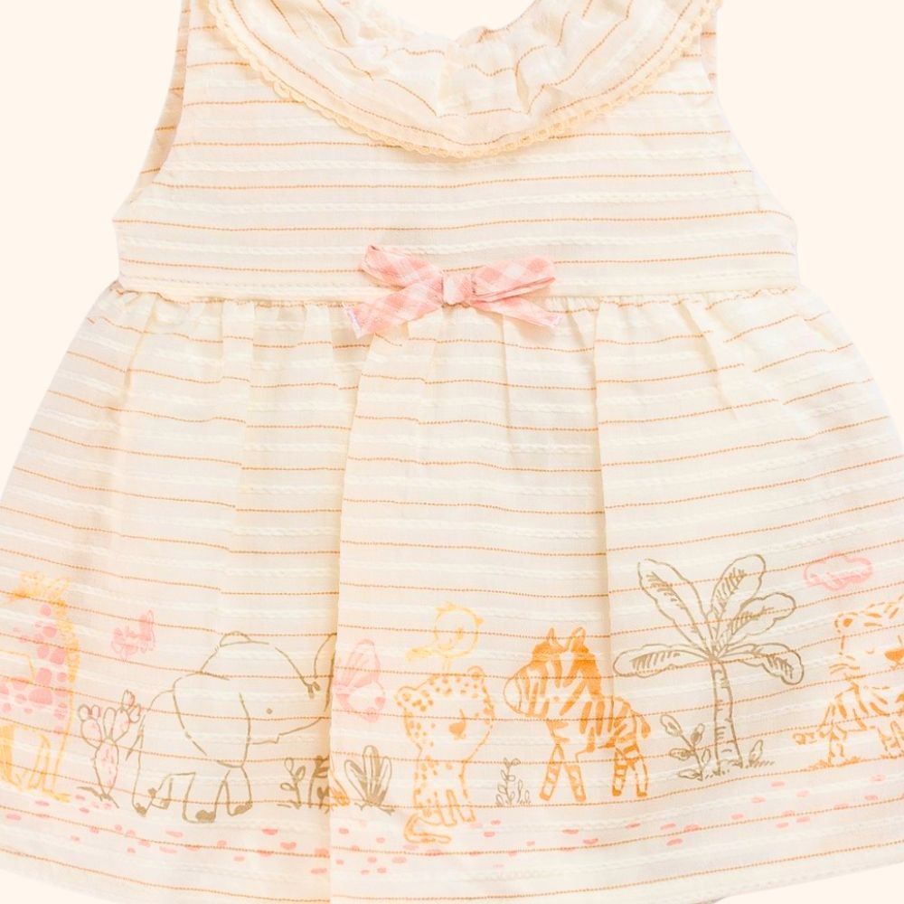 BODY COM VESTIDO SOBREPOSTO BEBÊ MENINA SAFARI CHIQUE