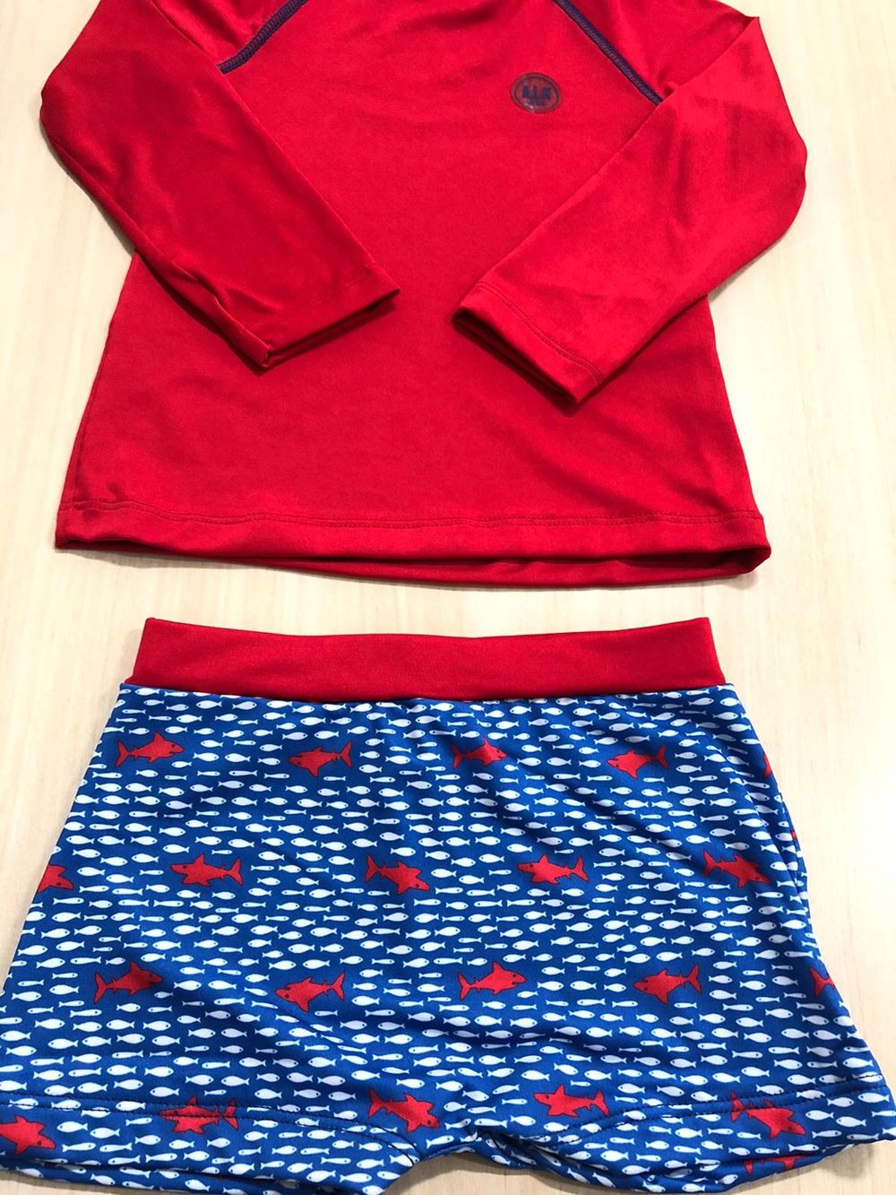 CONJUNTO PRAIA INFANTIL MENINO 3 PEÇAS COM PROTEÇÃO SOLAR