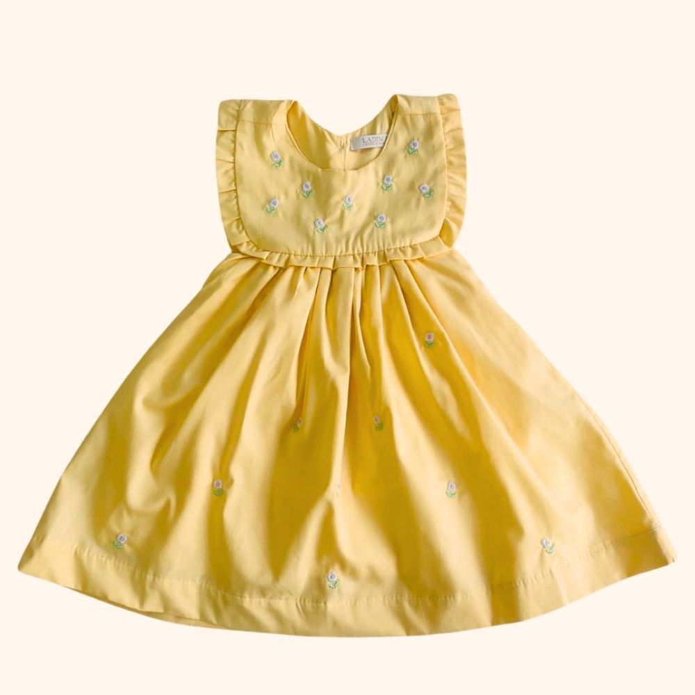 VESTIDO BEBÊ BORDADO FLORES COM CALCINHA