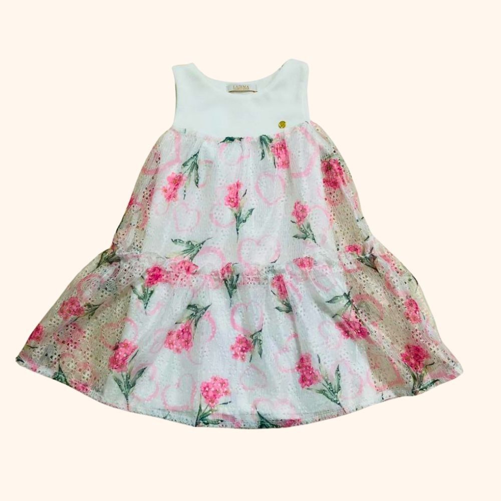 VESTIDO  INFANTIL COM RENDA FLORAL