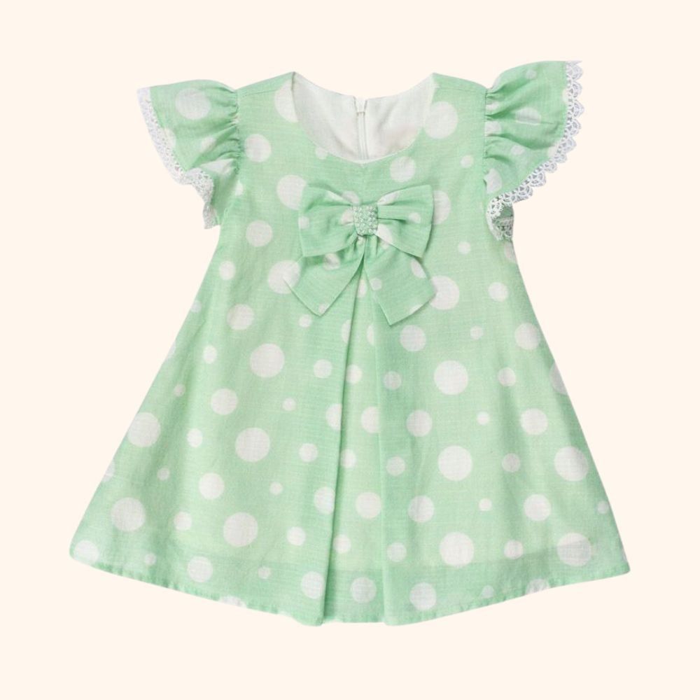 VESTIDO INFANTIL VERDE ESTAMPA  POÁ