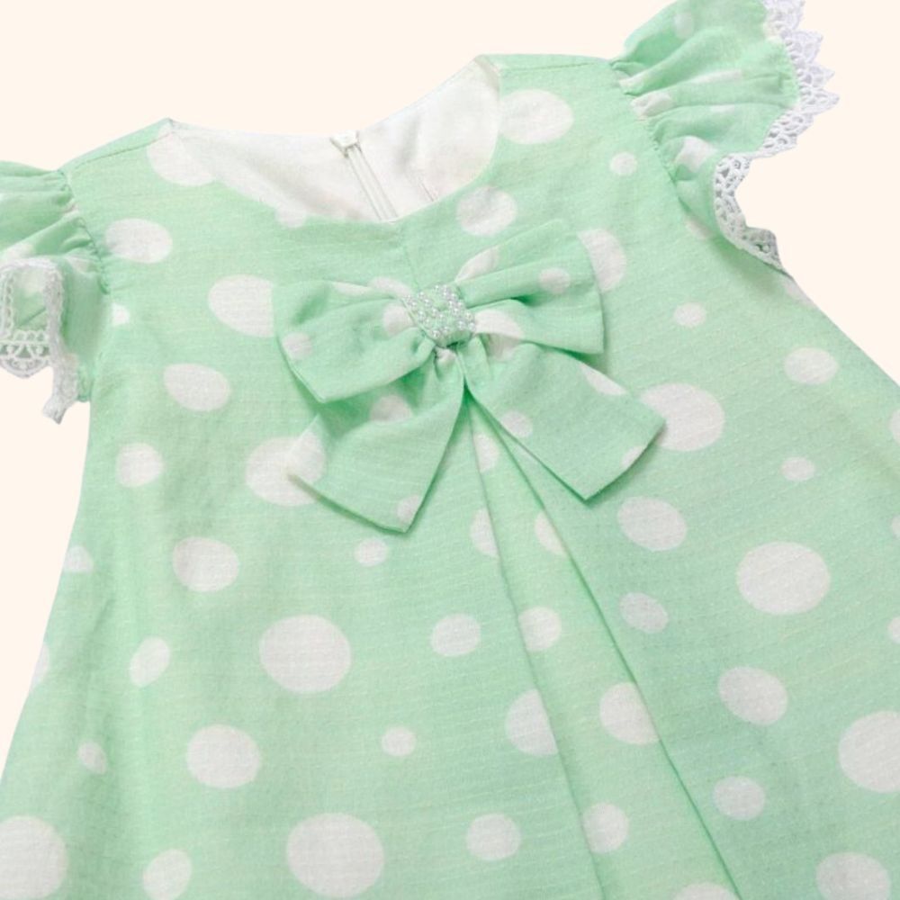 VESTIDO INFANTIL VERDE ESTAMPA  POÁ