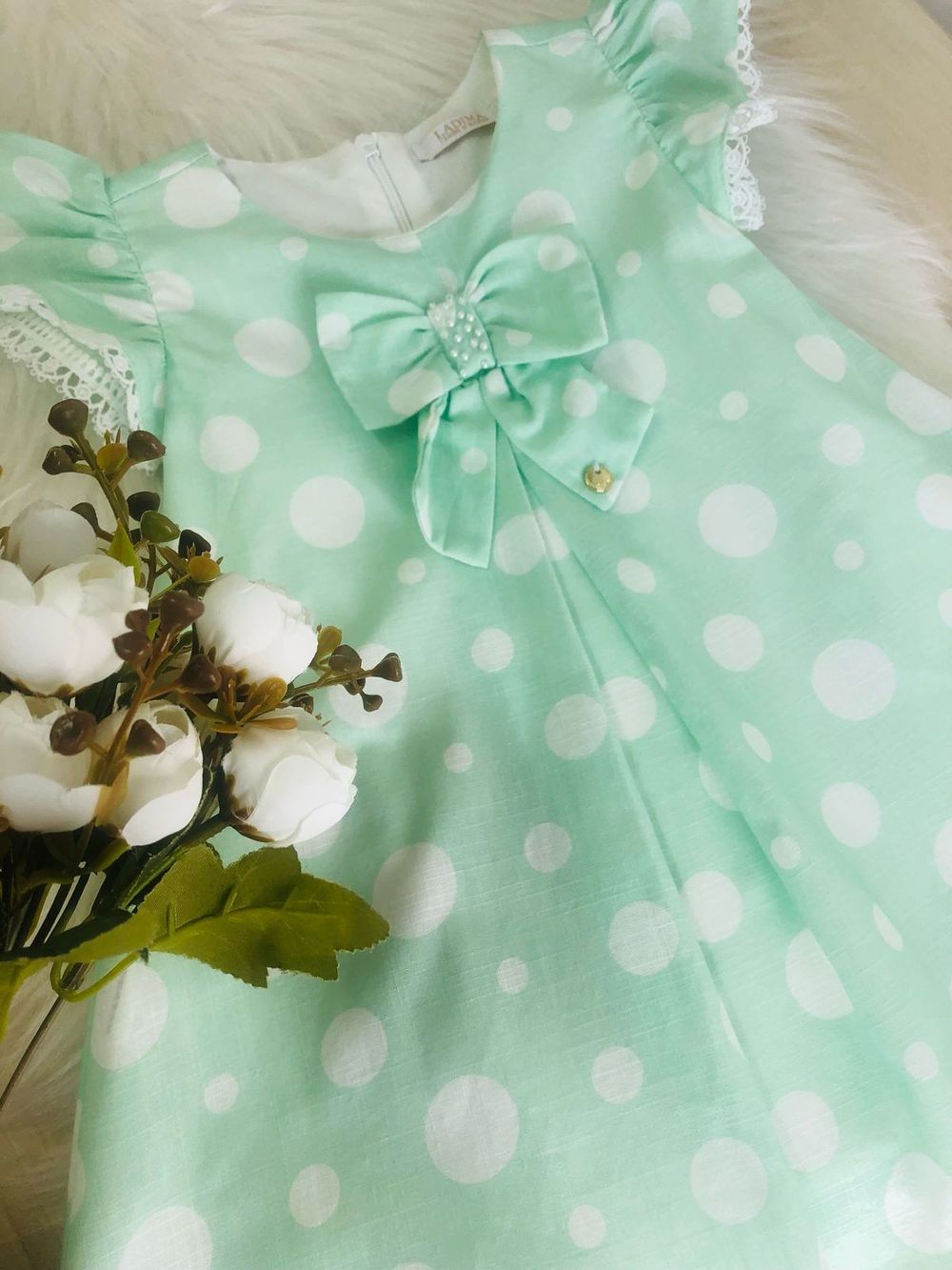 VESTIDO INFANTIL VERDE ESTAMPA  POÁ