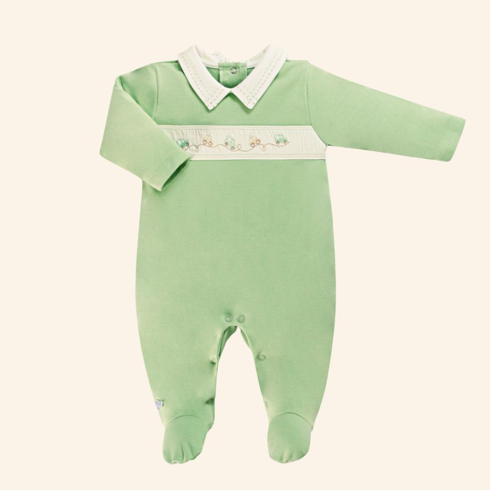 MACACÃO VERDE BORDADO BEBÊ MENINO SUEDINE PIMA
