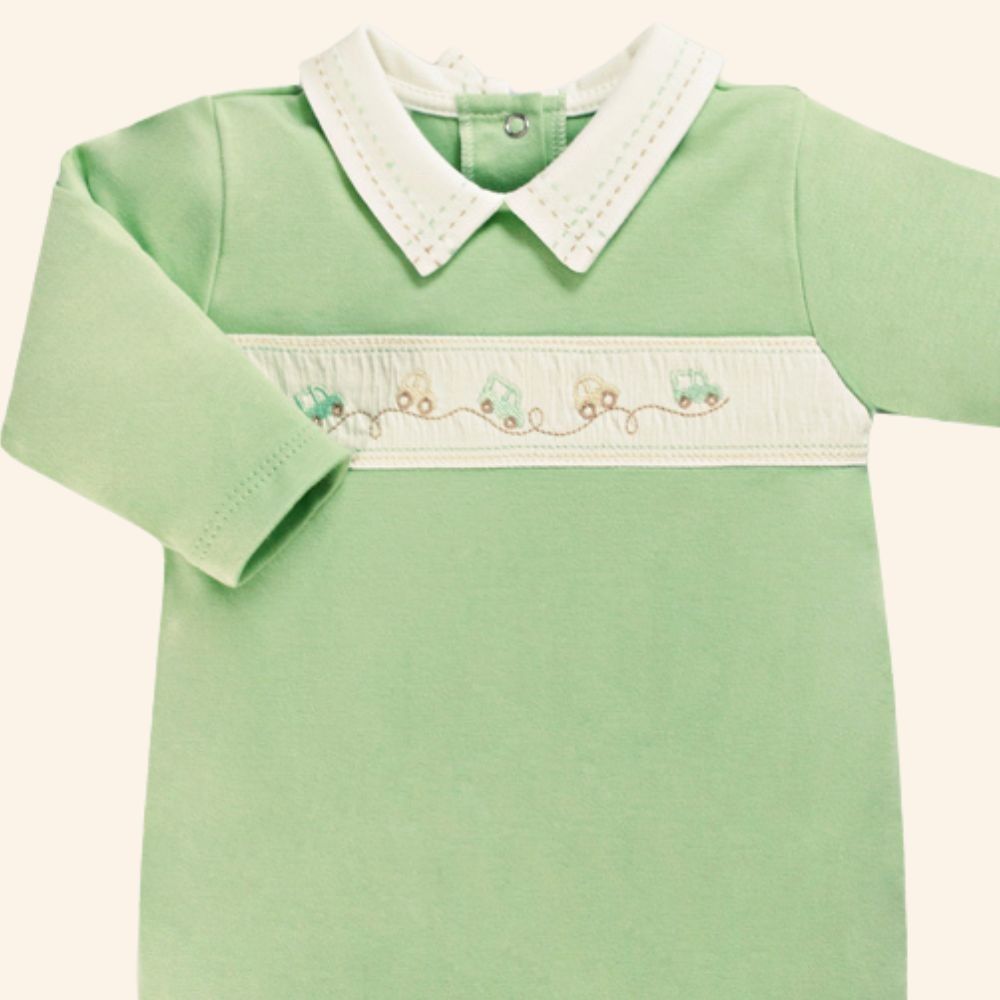 MACACÃO VERDE BORDADO BEBÊ MENINO SUEDINE PIMA
