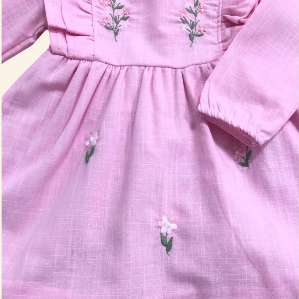 VESTIDO BEBÊ MANGA LONGA  ENCANTO ROSA 