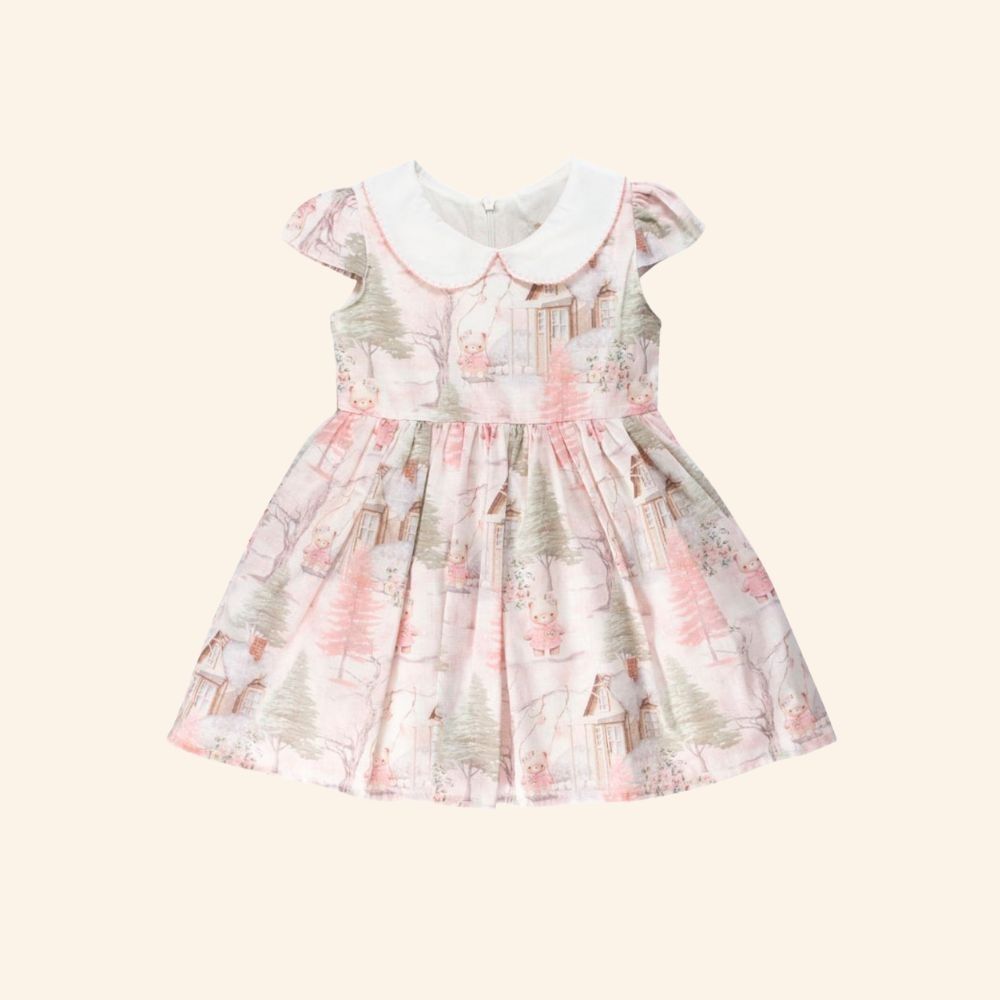 VESTIDO INFANTIL COM BOLERINHO EM PULSH ESTAMPA URSINHA