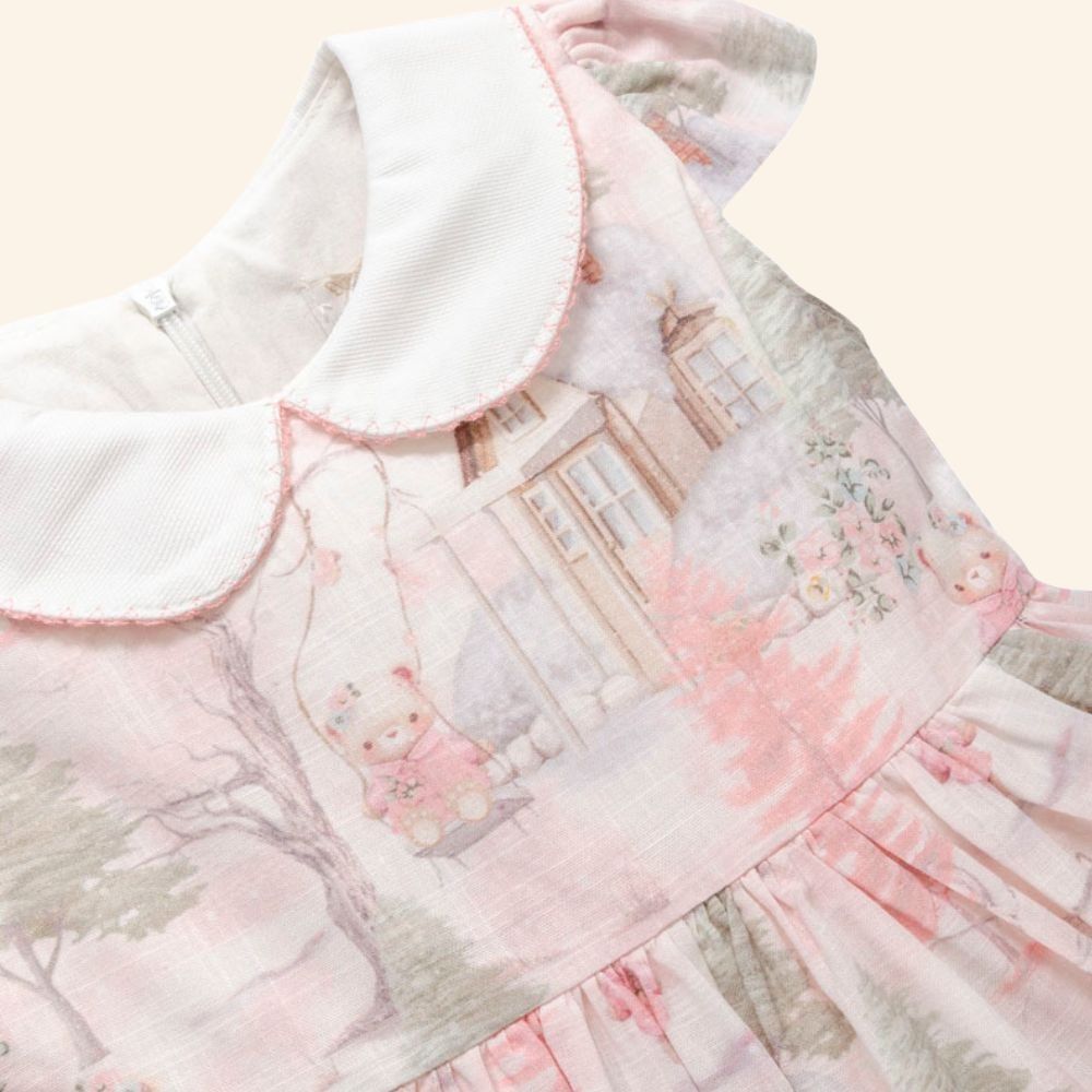 VESTIDO INFANTIL COM BOLERINHO EM PULSH ESTAMPA URSINHA