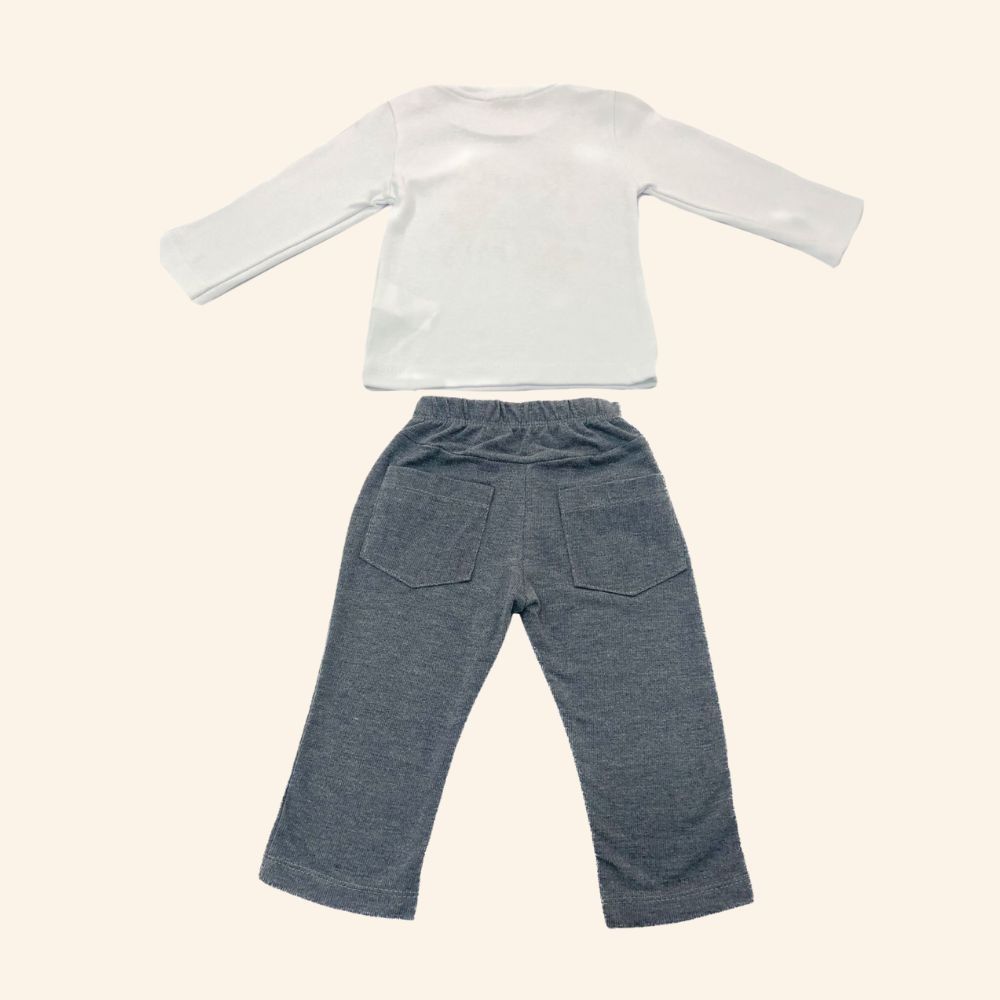 CONJUNTO INFANTIL MENINA COM BLUSA ESTAMPADA FLORES E CALÇA 