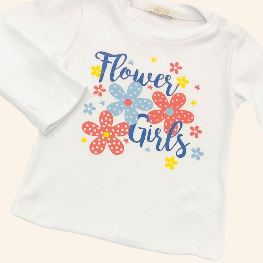 CONJUNTO INFANTIL MENINA COM BLUSA ESTAMPADA FLORES E CALÇA 