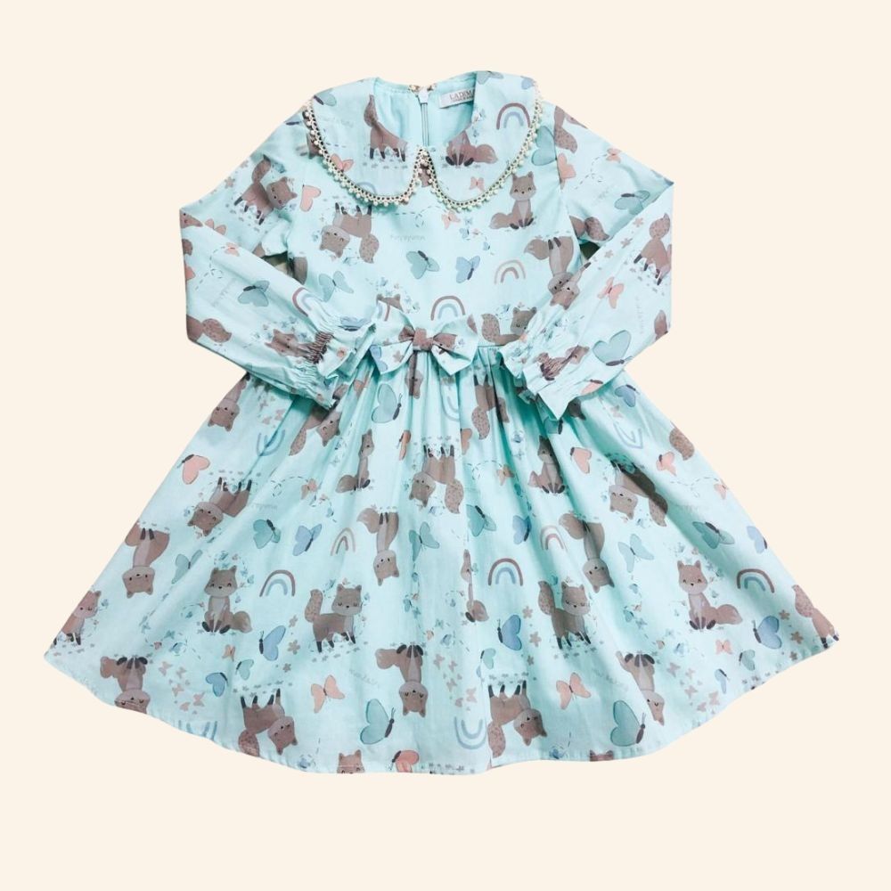 VESTIDO INFANTIL MANGA LONGA  ESTAMPA BICHINHOS 