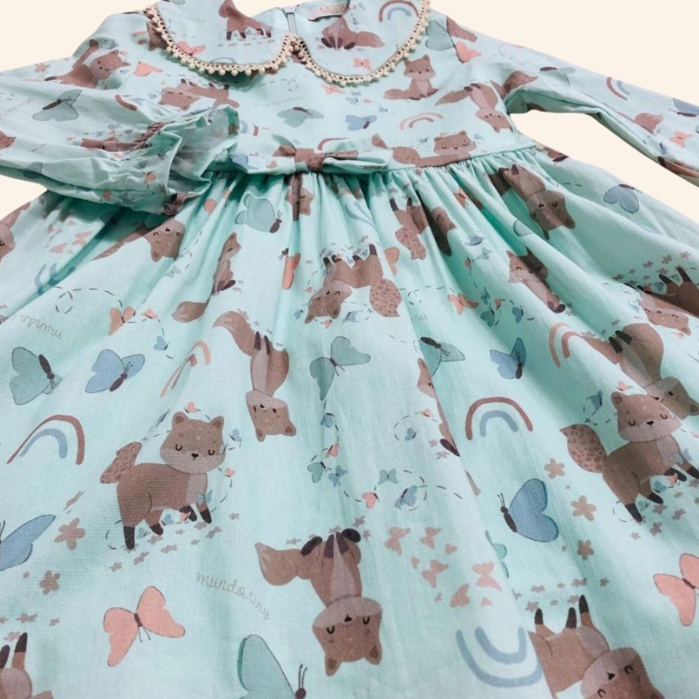 VESTIDO INFANTIL MANGA LONGA  ESTAMPA BICHINHOS 