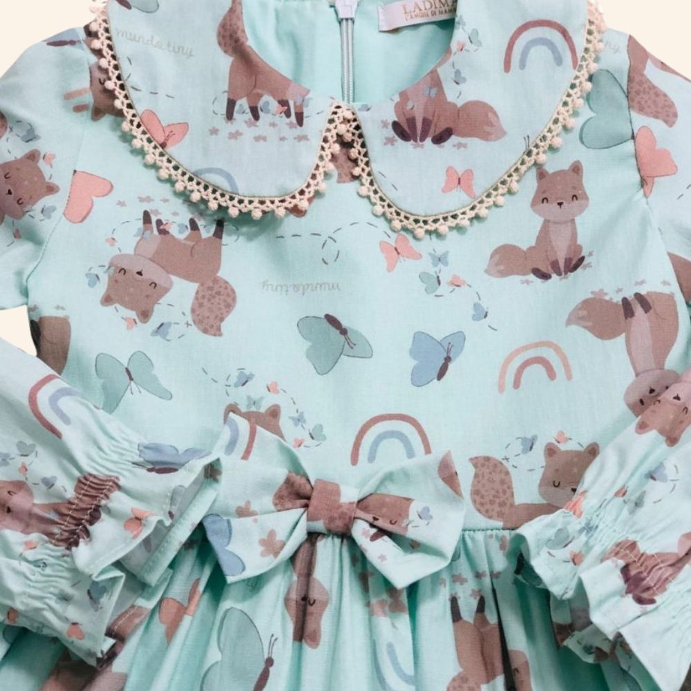 VESTIDO INFANTIL MANGA LONGA  ESTAMPA BICHINHOS 
