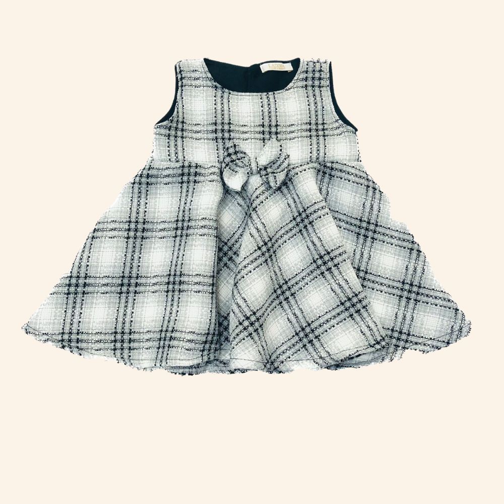 VESTIDO BEBÊ XADREZ E CASAQUINHO  BOLERO COM BOINA 