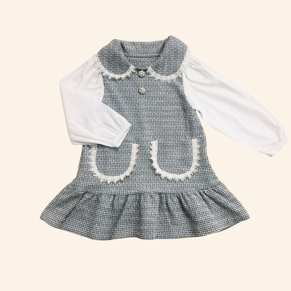 VESTIDO MANGA LONGA INFANTIL EM TWEED 