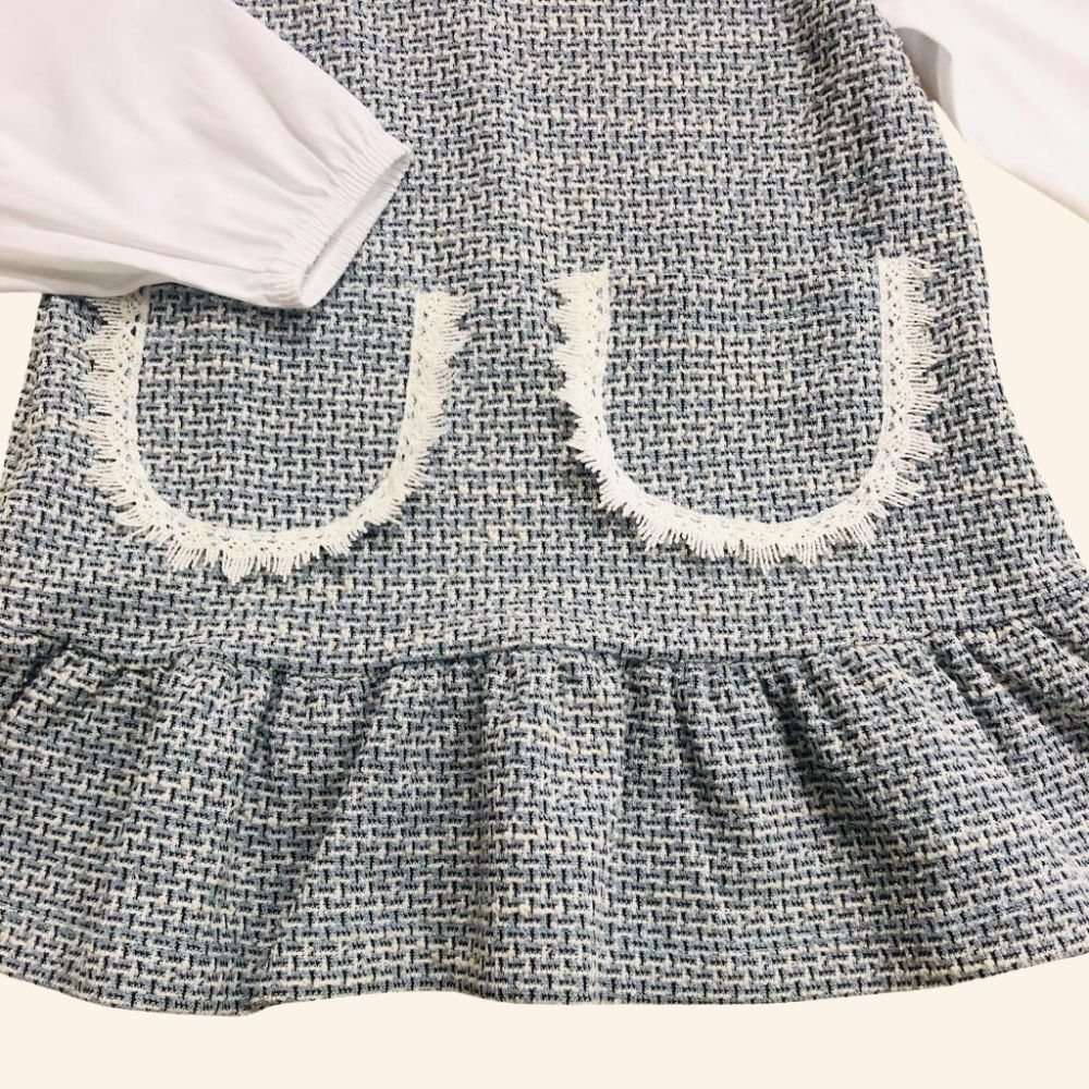 VESTIDO MANGA LONGA INFANTIL EM TWEED 